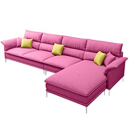 L Shape Sofa, L Shape Sofa in Pink Color, L Shape Sofa Set with Cushions, L Shape Sofa -VT4080