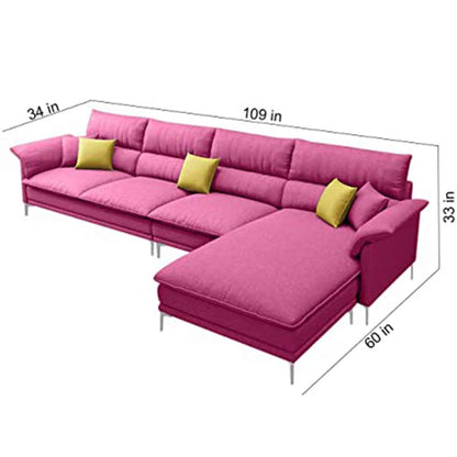 L Shape Sofa, L Shape Sofa in Pink Color, L Shape Sofa Set with Cushions, L Shape Sofa -VT4080