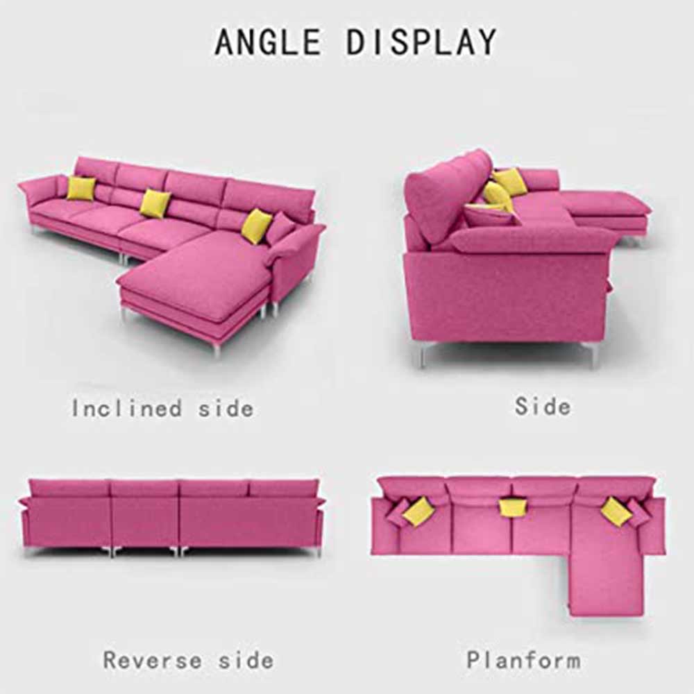 L Shape Sofa, L Shape Sofa in Pink Color, L Shape Sofa Set with Cushions, L Shape Sofa -VT4080