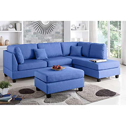 L Shape Sofa, L Shape Sofa in Blue Color, L Shape Sofa Set with Cushions, L Shape Sofa -VT4084