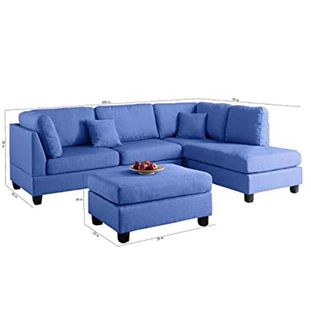 L Shape Sofa, L Shape Sofa in Blue Color, L Shape Sofa Set with Cushions, L Shape Sofa -VT4084