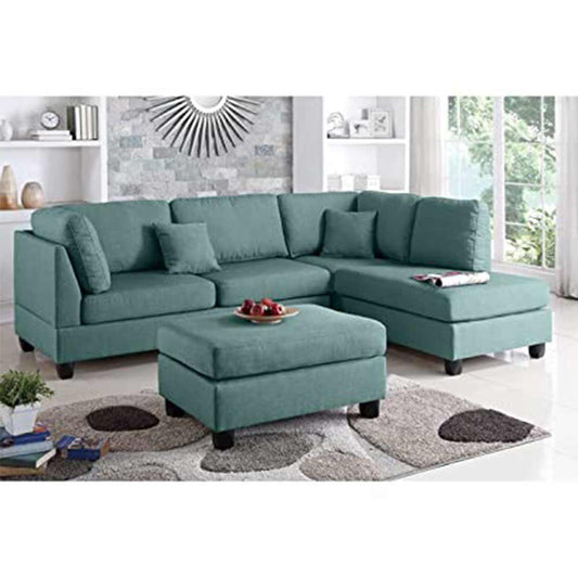 L Shape Sofa, L Shape Sofa in Green Color, L Shape Sofa Set with Cushions, L Shape Sofa -VT4087