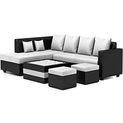 L Shape Sofa, L Shape Sofa in Grey & Black Color, L Shape Sofa Set with Cushions, L Shape Sofa -VT4089