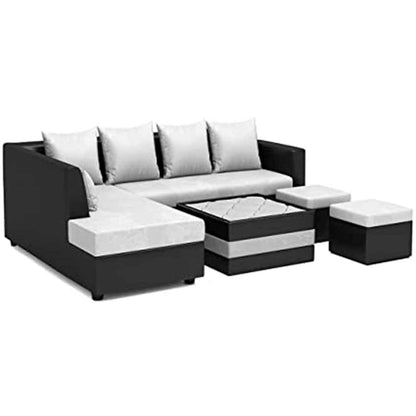 L Shape Sofa, L Shape Sofa in Grey & Black Color, L Shape Sofa Set with Cushions, L Shape Sofa -VT4089