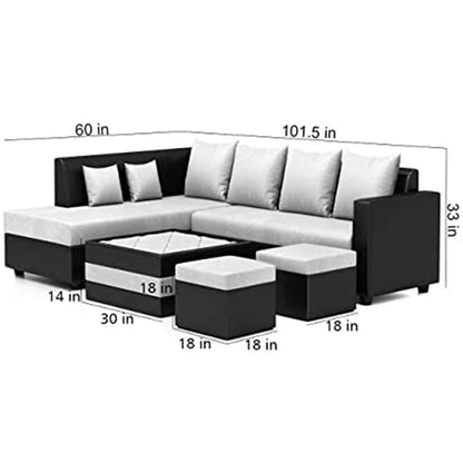 L Shape Sofa, L Shape Sofa in Grey & Black Color, L Shape Sofa Set with Cushions, L Shape Sofa -VT4089