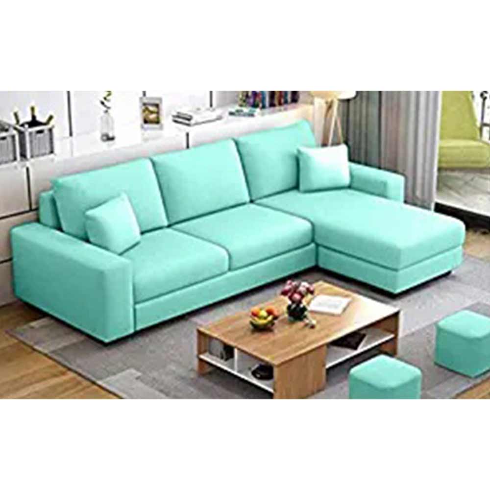 L Shape Sofa, L Shape Sofa in Green Color, L Shape Sofa Set with Cushions, L Shape Sofa -VT4091