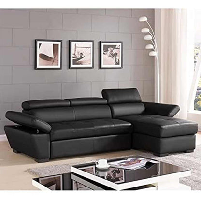 L Shape Sofa, L Shape Sofa in Black Color, L Shape Sofa Set with Cushions, L Shape Sofa -VT4095