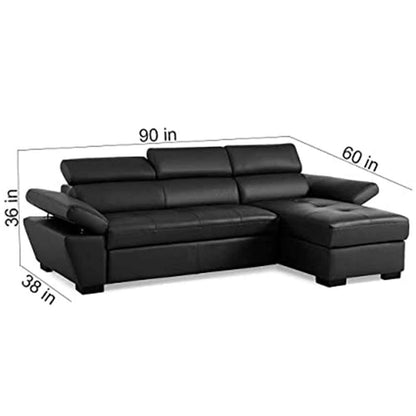 L Shape Sofa, L Shape Sofa in Black Color, L Shape Sofa Set with Cushions, L Shape Sofa -VT4095