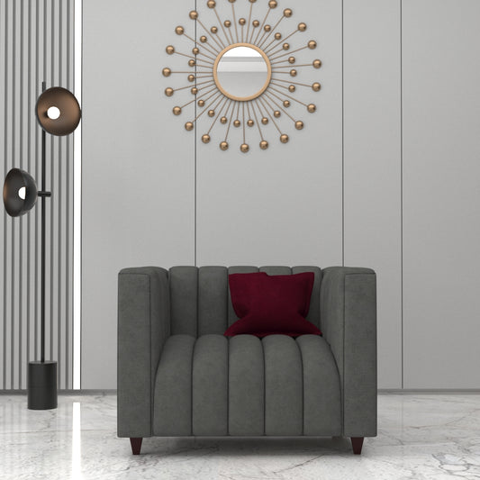 1 Seater Sofa, Grey Color Sofa, Unique Design Sofa, Sofa with Wooden Leg, Comfortable Modern Sofa, 1 Seater Sofa - VT4096