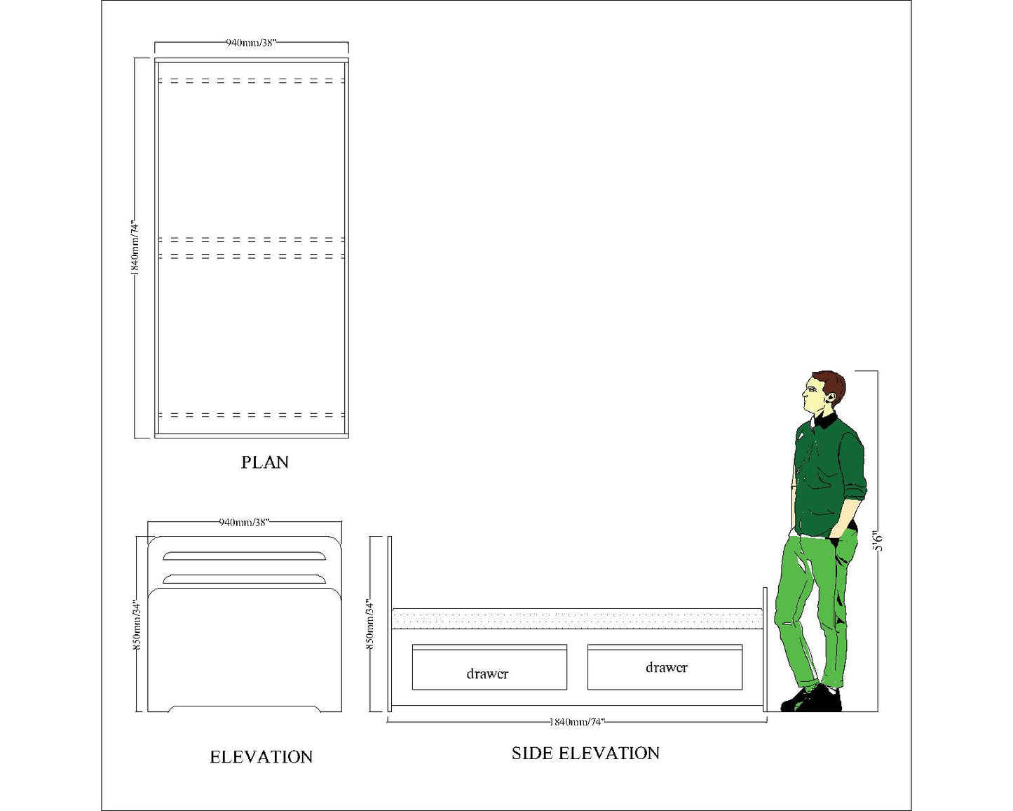 Panel Bed, Panel Bed in White Color, Panel Bed for Kids, Panel Bed - VT5065