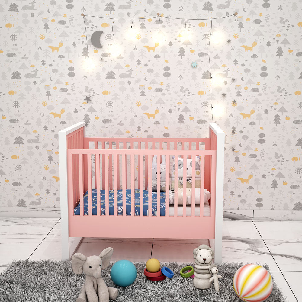 Crib, Crib in Pink & White Color, Crib for Kids, Crib - VT5068