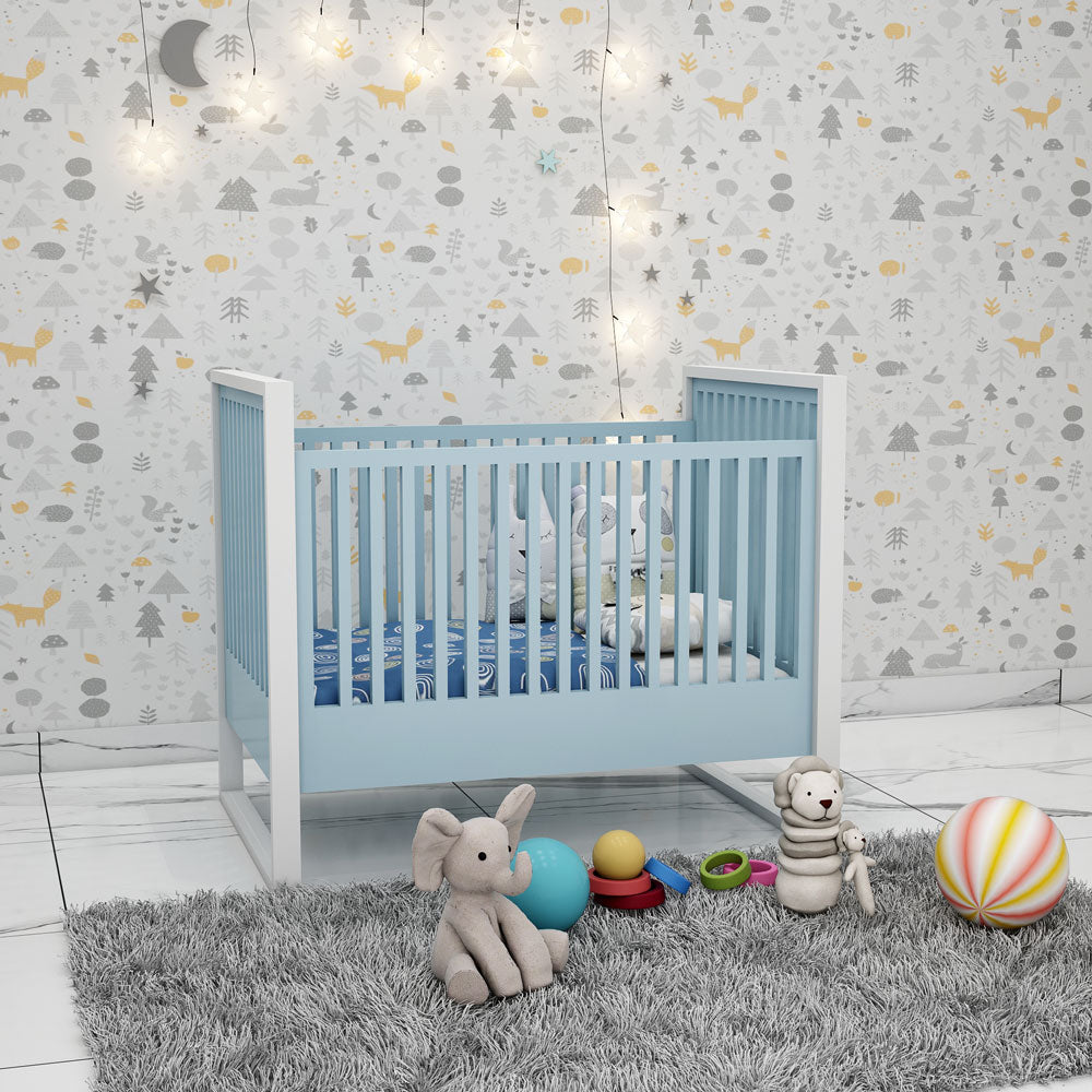 Crib, Crib in Blue & White Color, Crib for Kids, Crib - VT5069