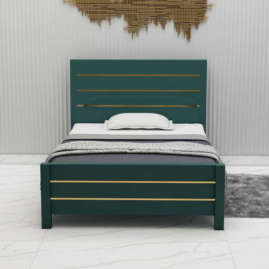 Single Bed, Single Bed in Green & Gold Color, Single Bed - VT5076