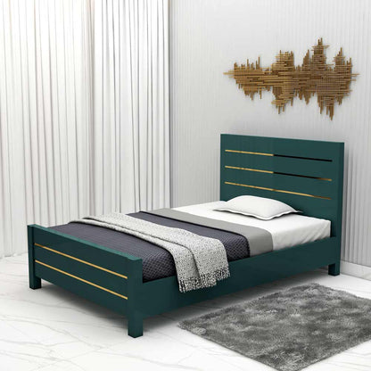 Single Bed, Single Bed in Green & Gold Color, Single Bed - VT5076