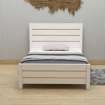 Single Bed, Single Bed in White & Gold Color, Single Bed - VT5077