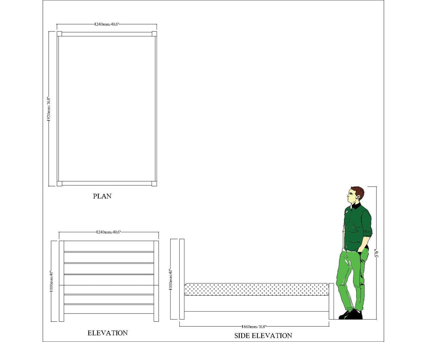 Single Bed, Single Bed in White & Gold Color, Single Bed - VT5077