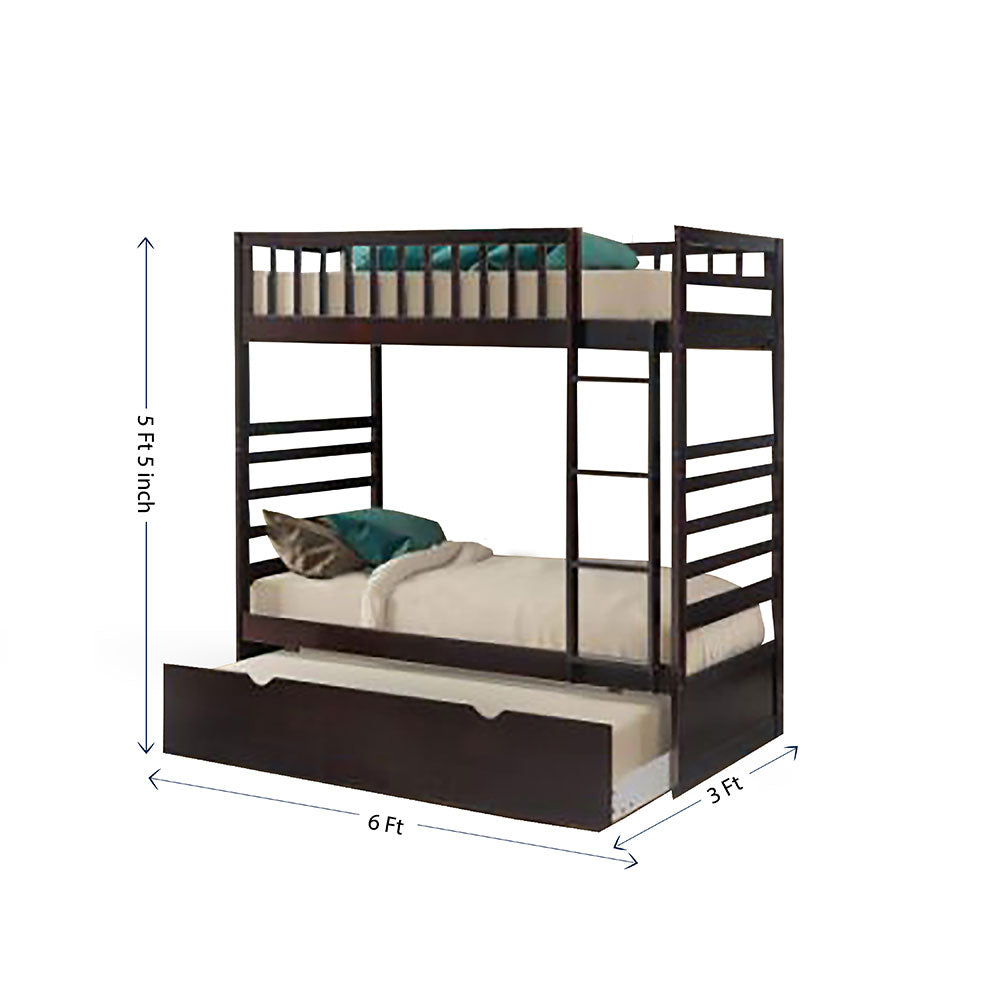 Bunk Bed, Bunk Bed in Brown Color, Bunk Bed with a Pull Out Bed,  Bunk Bed - VT5080