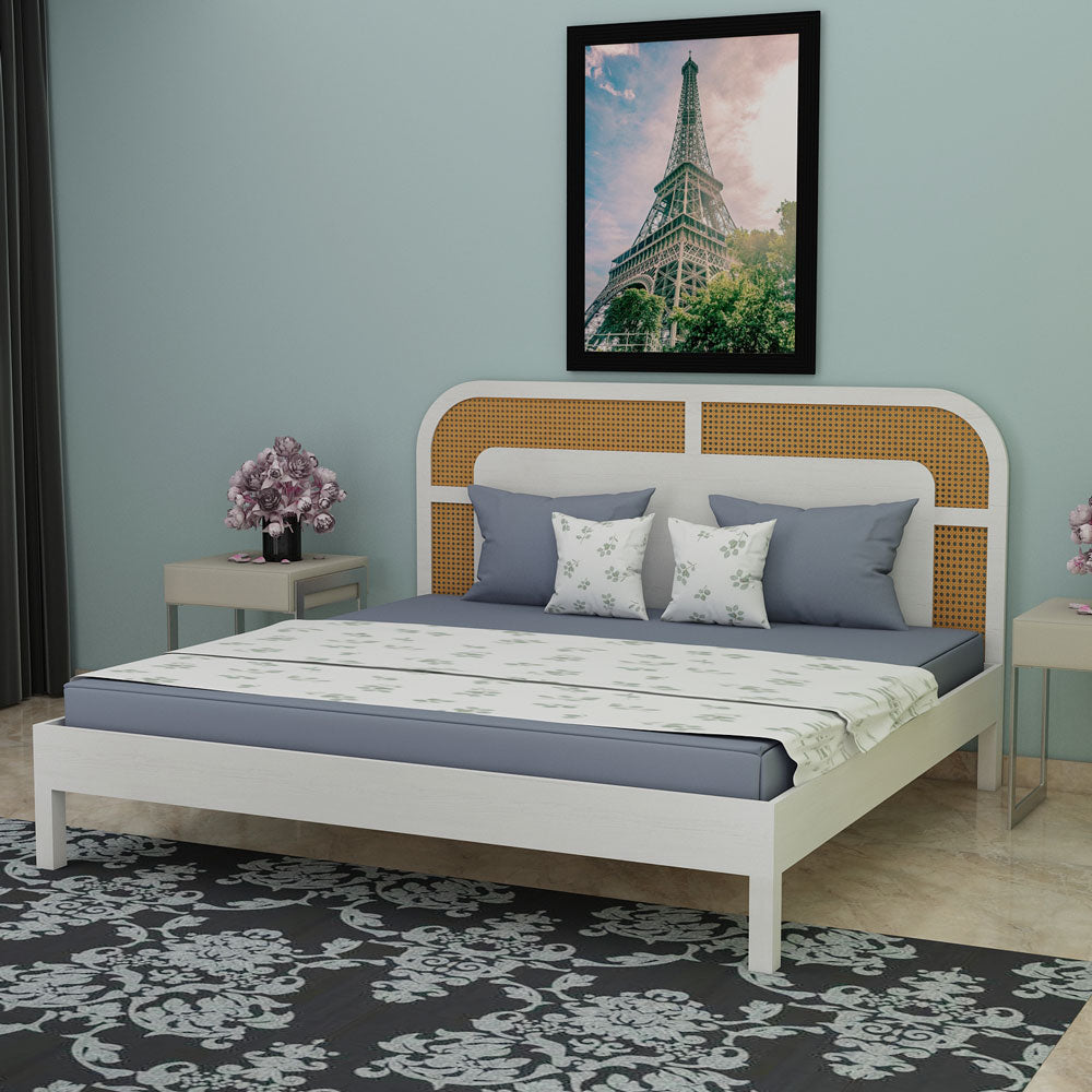 Bed, King Size Bed, Full Size Bed, Bed for Bedroom, Wooden Bed, Bed in White Color, Bed in Wooden Legs,  Classical Bed, Bed - VT5082