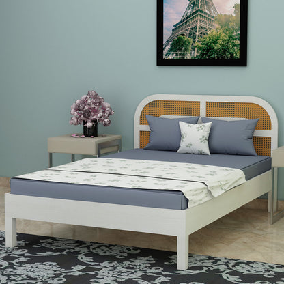 Bed, Queen Size Bed, Bed for Bedroom, Wooden Bed, Bed in White Color, Bed in Wooden Legs, Classical Bed, Bed - VT5084