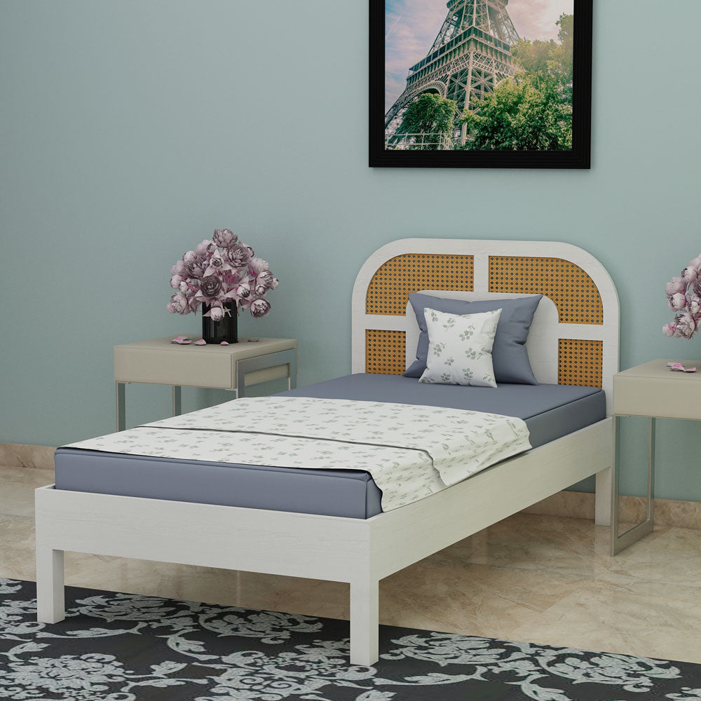 Bed, Single Size Bed, Bed for Bedroom, Wooden Bed, Bed in White Color, Bed in Wooden Legs, Classical Bed, Bed - VT5086