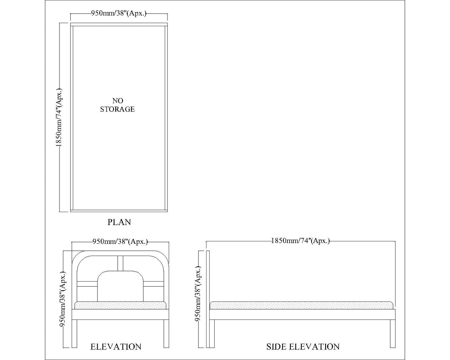 Bed, Single Size Bed, Bed for Bedroom, Wooden Bed, Bed in White Color, Bed in Wooden Legs, Classical Bed, Bed - VT5086