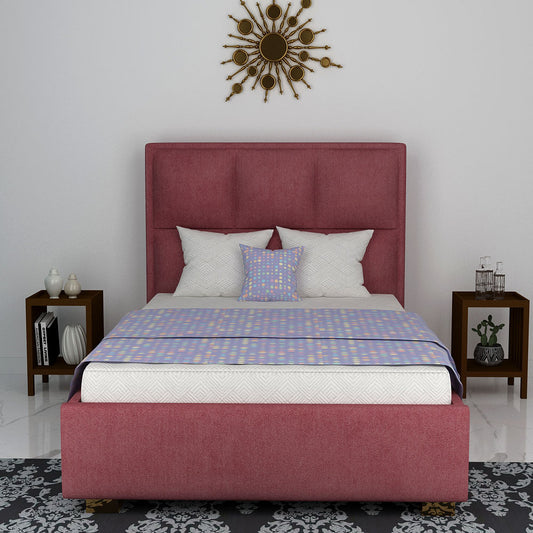 Bed, Queen Size Bed, Bed for Bedroom, Bed in Dusty Pink Color, Bed with Golden Legs, Bed - VT5089