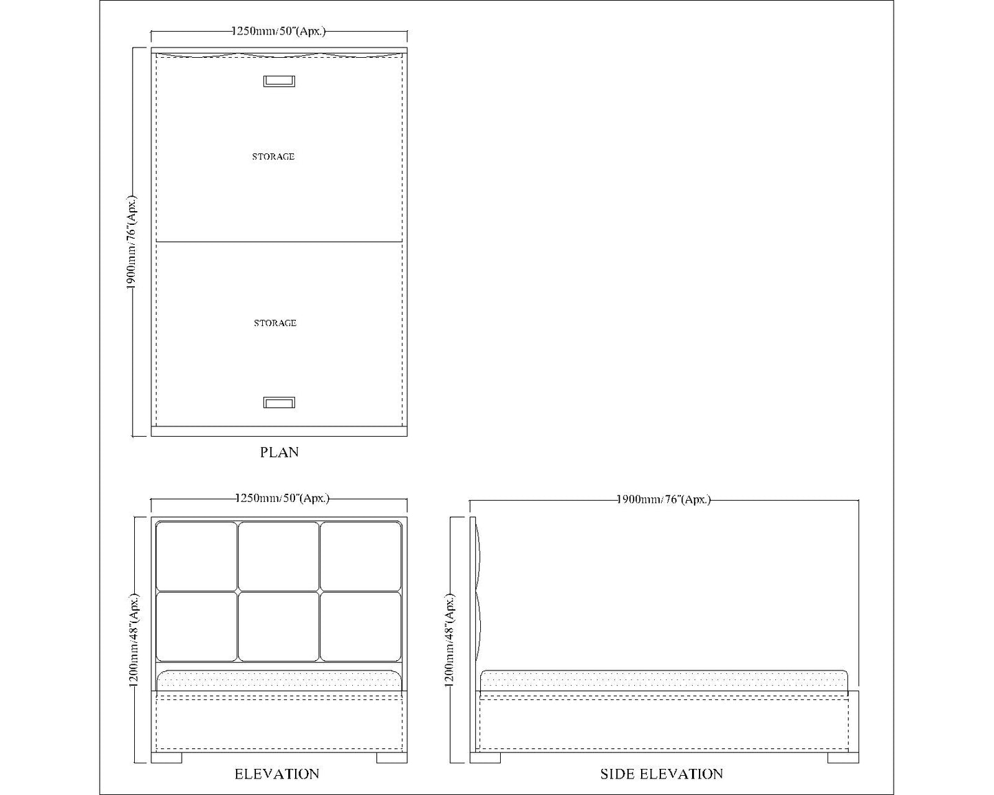 Bed, Queen Size Bed, Bed for Bedroom, Bed in Grey Color, Bed With Golden Legs, Bed - VT5090