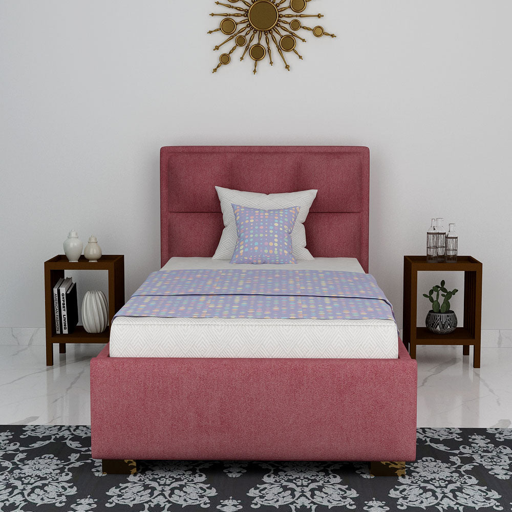 Bed, Single Size Bed, Bed for Bedroom, Bed in Dusty Pink Color, Bed With Golden Legs, Bed - VT5091