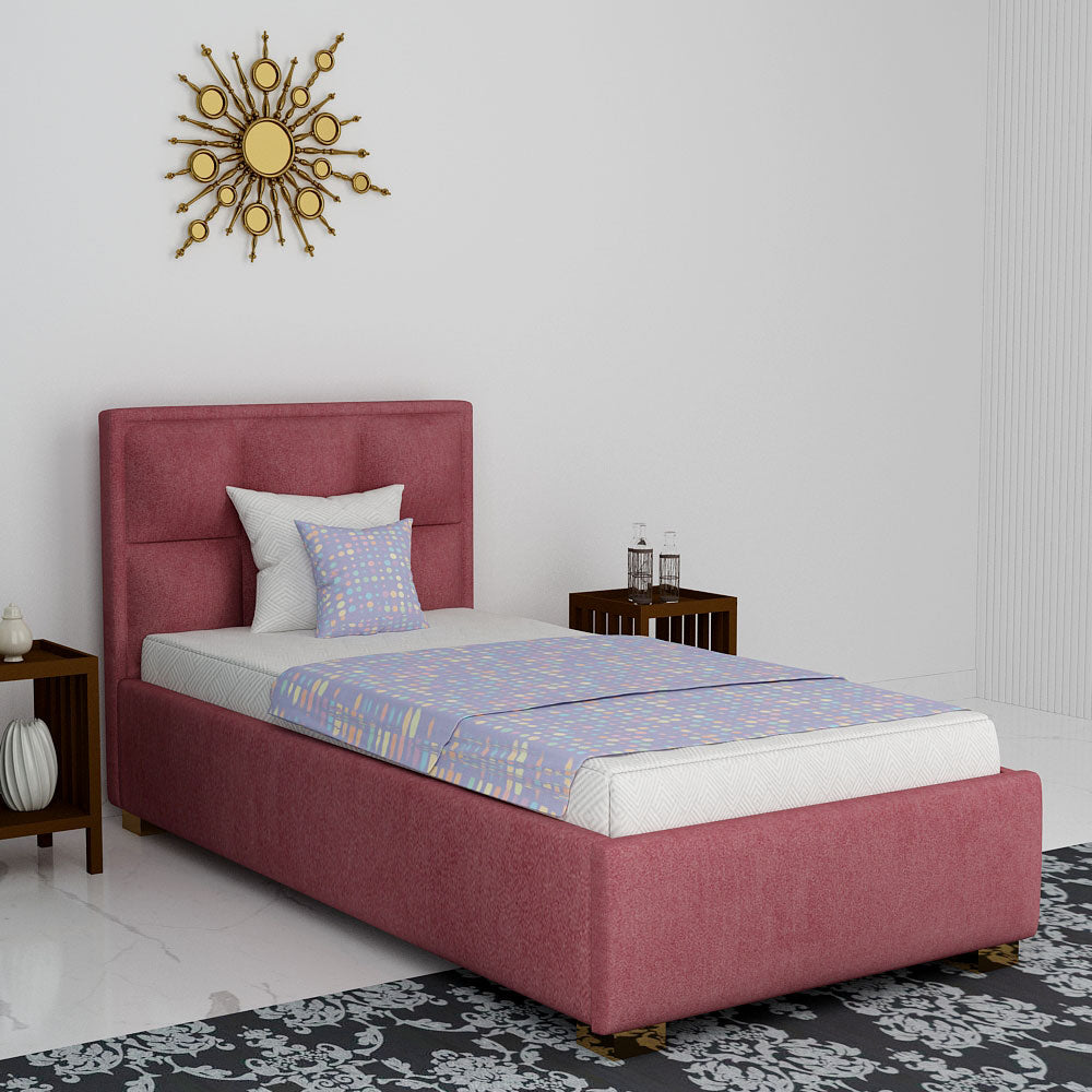 Bed, Single Size Bed, Bed for Bedroom, Bed in Dusty Pink Color, Bed With Golden Legs, Bed - VT5091