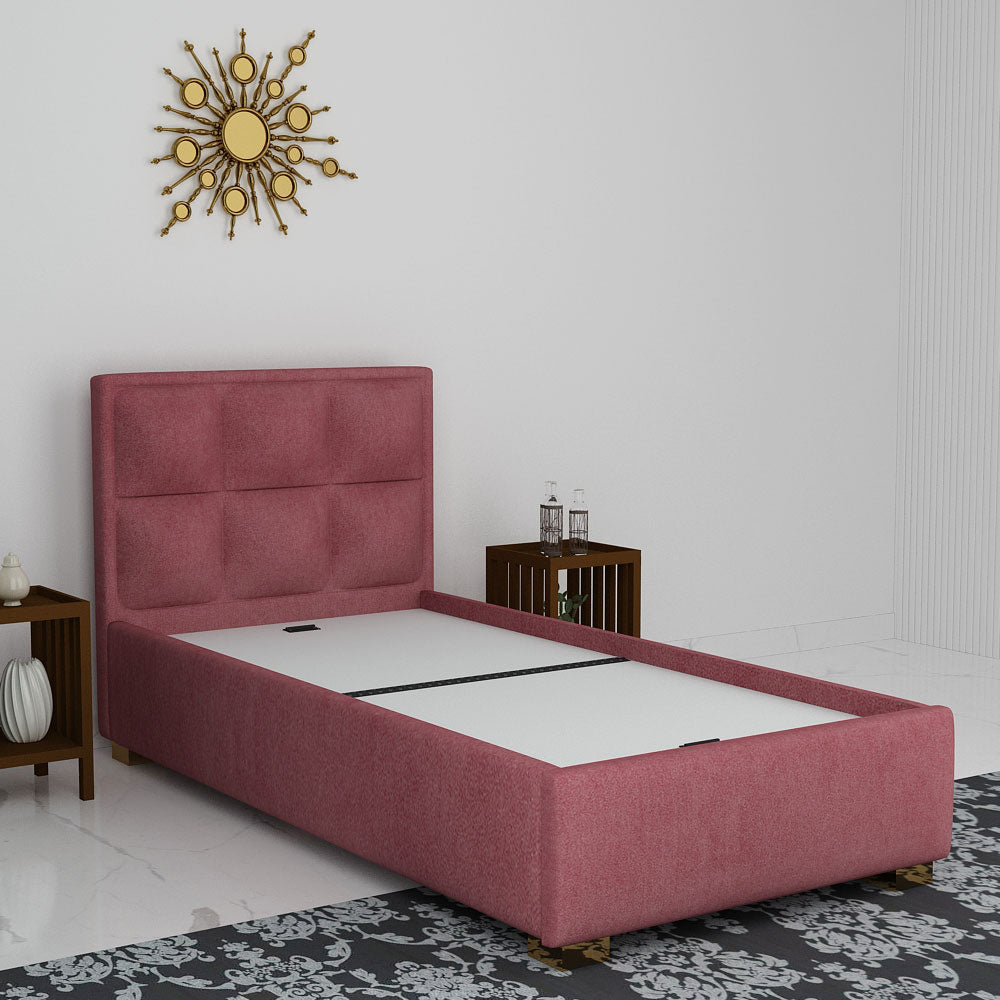 Bed, Single Size Bed, Bed for Bedroom, Bed in Dusty Pink Color, Bed With Golden Legs, Bed - VT5091