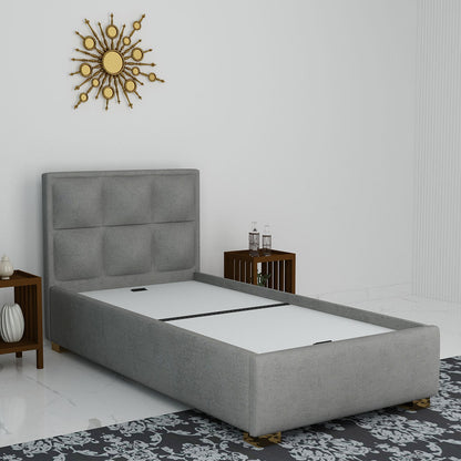 Bed, Single Size Bed, Bed for Bedroom, Bed in Grey Color, Bed With Golden Legs, Bed - VT5092