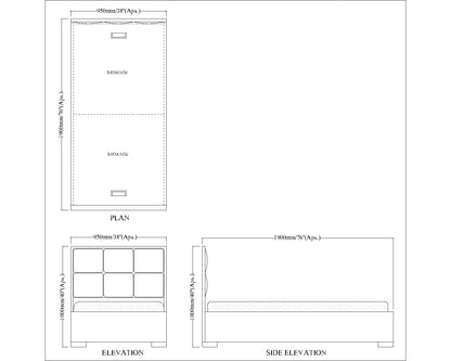 Bed, Single Size Bed, Bed for Bedroom, Bed in Grey Color, Bed With Golden Legs, Bed - VT5092