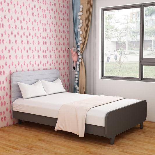 Bed, Kids Bed, Bed for Children's Room, Wooden & Fabric Bed, Bed in Grey Color, Bed in Wooden Legs, Bed - VT 5093