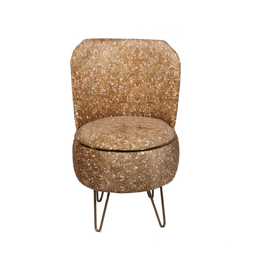 Chair, Brown & Golden Chair, Chair with Metal Legs, Chair- VT - 6052