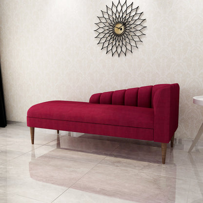 Chaise, 2 Seater Chaise, Red Color Chaise, Chaise with Wooden Leg, Chaise - VT6064