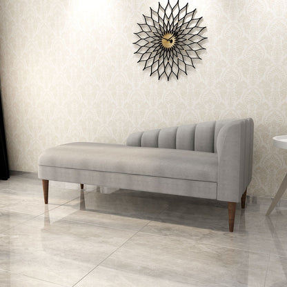 Chaise, 2 Seater Chaise, Grey Color Chaise, Chaise with Wooden Leg, Chaise - VT6065