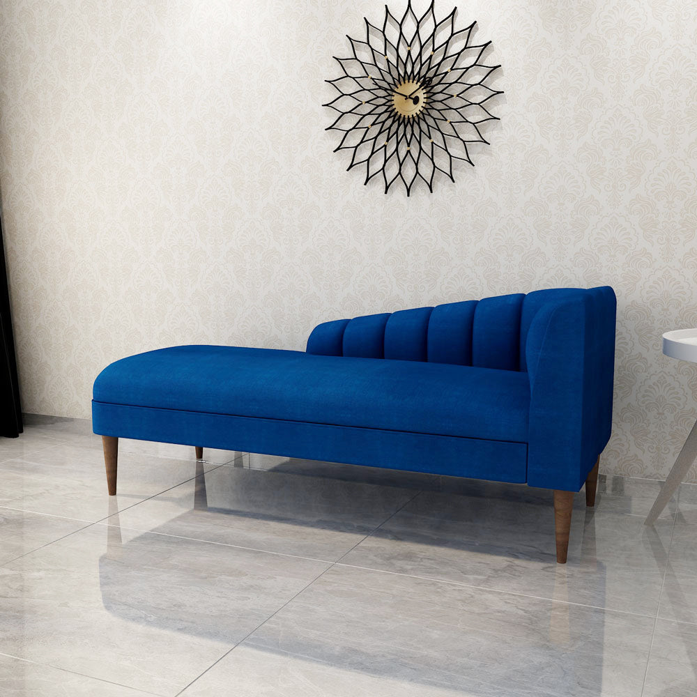 Chaise, 2 Seater Chaise, Blue Color Chaise, Chaise with Wooden Leg, Chaise - VT6066