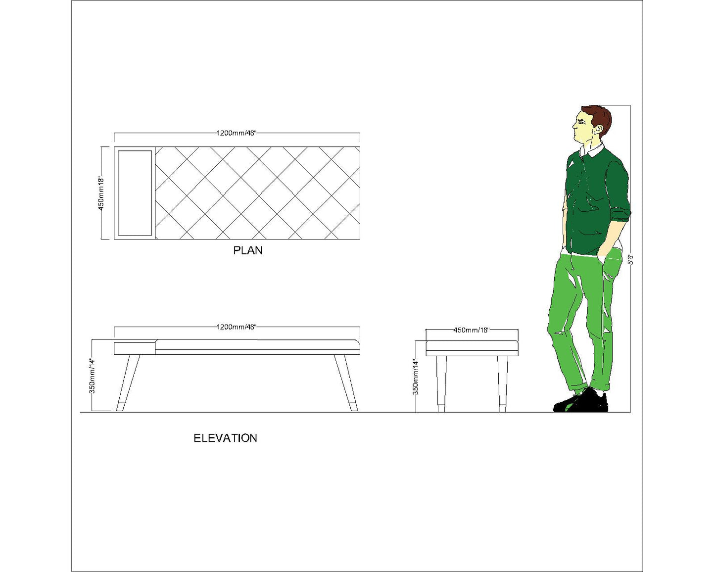 Seating Bench, Seating Bench in Wood & Grey Color, Seating Bench for Living Room, Seating Bench - VT6067