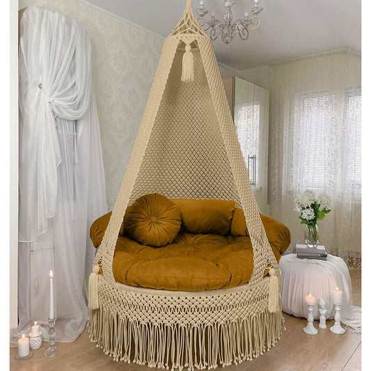 Swing, KM-SWING-Beige-33, Beige Color Swing, 1 swing, 3 Bolster,  1 Round Cushion, 1 Matters, 1 Rod and 2 Shape hooks, Swing - VT6071