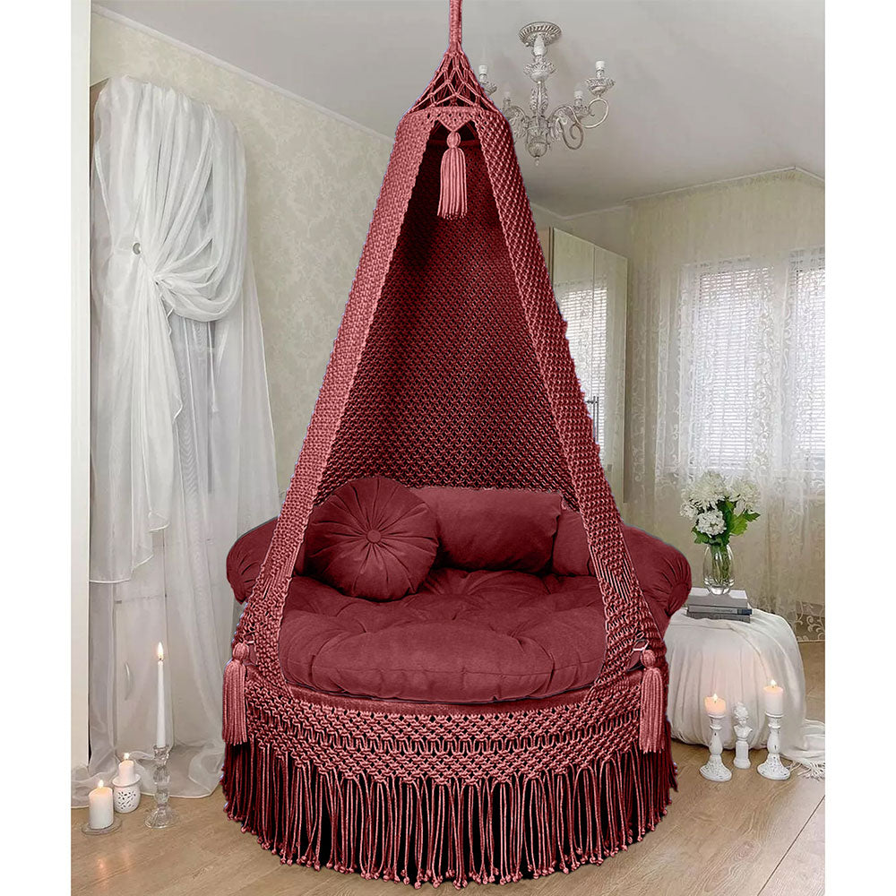 Swing, KM-SWING-Maroon-33, Maroon Color Swing, 1 swing, 3 Bolster,  1 Round Cushion, 1 Matters, 1 Rod and 2 Shape hooks, Swing - VT6074