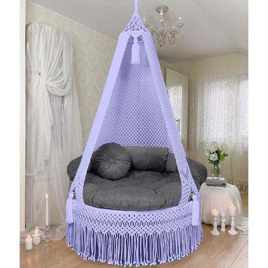 Swing, KM-SWING-Periwinkle-33, Purple Color Swing, 1 swing, 3 Bolster,  1 Round Cushion, 1 Matters, 1 Rod and 2 Shape hooks, Swing - VT6075