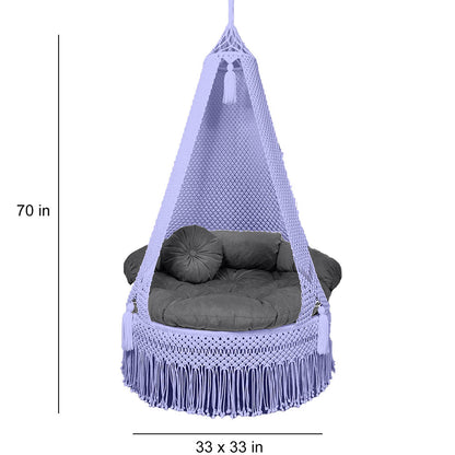 Swing, KM-SWING-Periwinkle-33, Purple Color Swing, 1 swing, 3 Bolster,  1 Round Cushion, 1 Matters, 1 Rod and 2 Shape hooks, Swing - VT6075