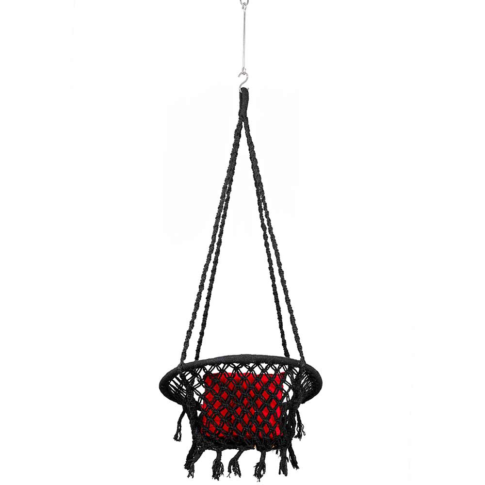 SWING, Swing in Black Color, Swing with 1 Rod, Swing with 2 S Hook, Swing with Square Cushion, Swing with Chain, Swing - VT6076