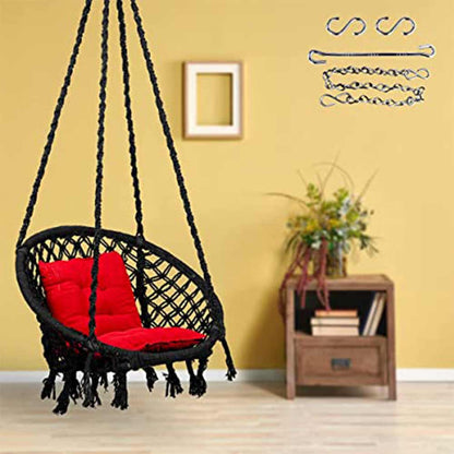 SWING, Swing in Black Color, Swing with 1 Rod, Swing with 2 S Hook, Swing with Square Cushion, Swing with Chain, Swing - VT6076