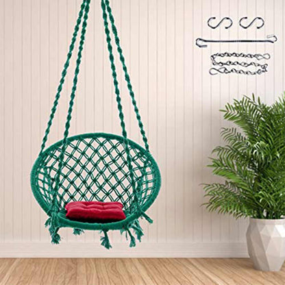 SWING, Swing in Green Color, Swing with 1 Rod, Swing with 2 S Hook, Swing with Square Cushion, Swing with Chain, Swing - VT6081