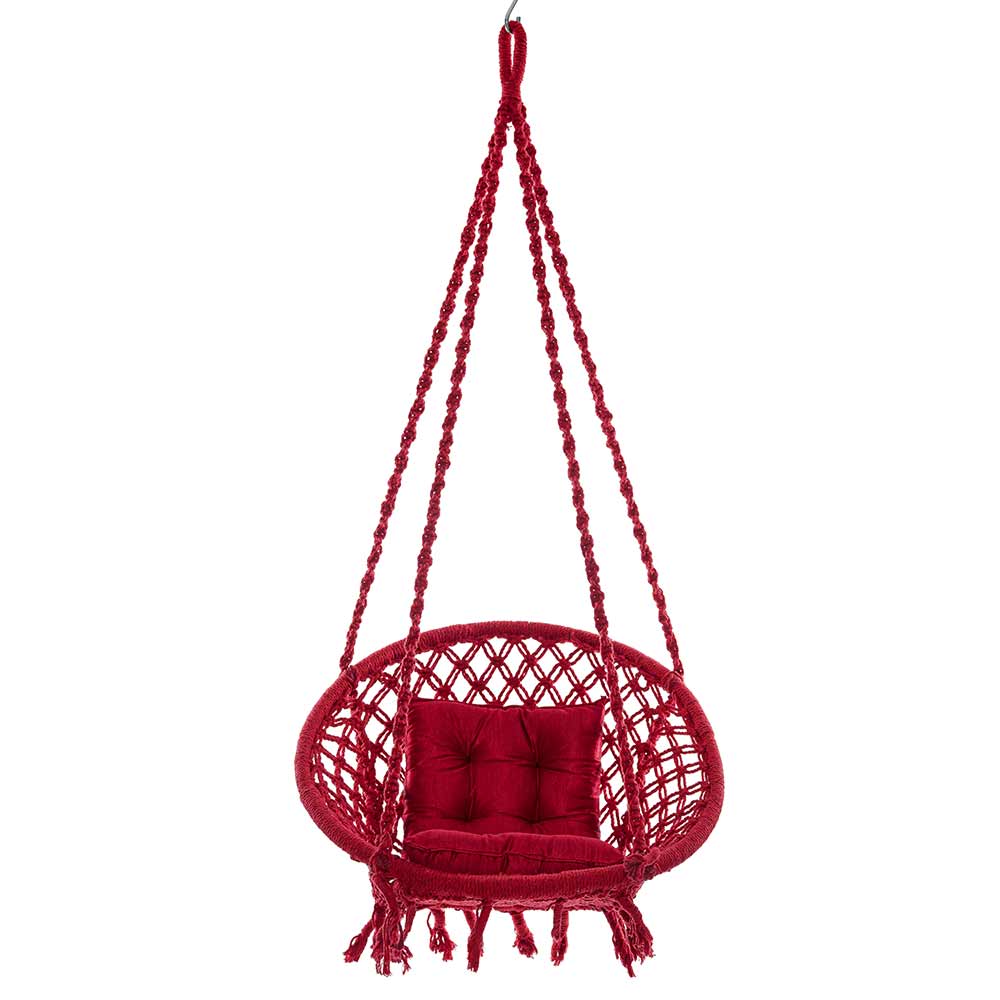 SWING, Swing in Red Color, Swing with 1 Rod, Swing with 2 S Hook, Swing with Square Cushion, Swing with Chain, Swing - VT6082