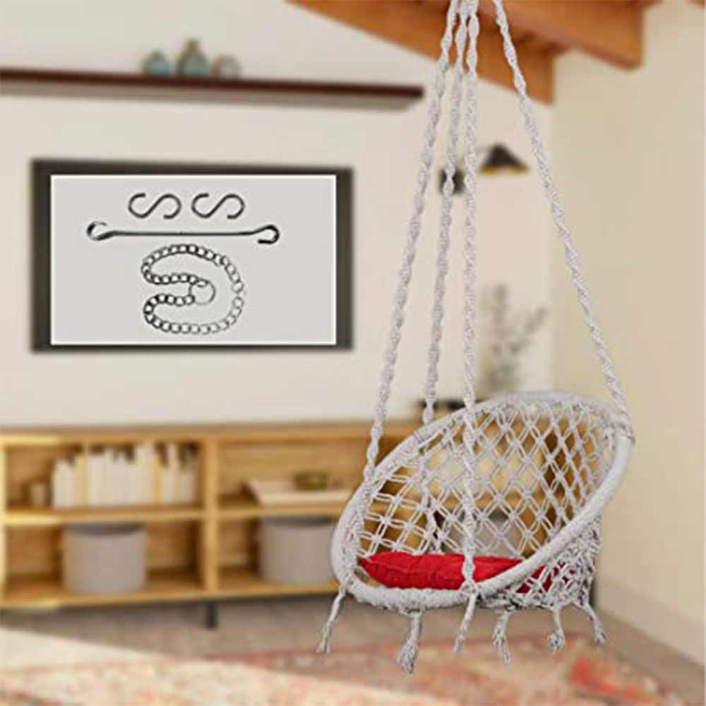 SWING, Swing in White Color, Swing with 1 Rod, Swing with 2 S Hook, Swing with Square Cushion, Swing with Chain, Swing - VT6085