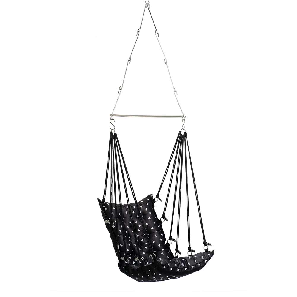 SWING, Swing in Black Color, Swing with 1 Rod, Swing with 2 S Hook, Swing with Square Cushion, Swing with Chain, Swing - VT6096