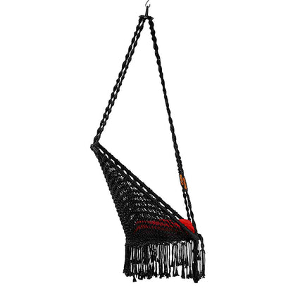 Swing, Swing in Premium Rectangle Black with Red Square Cushion, Swing in Black Color, Swing with 1 Rod, 2 S Hook & Square Cushion, Swing - VT6097