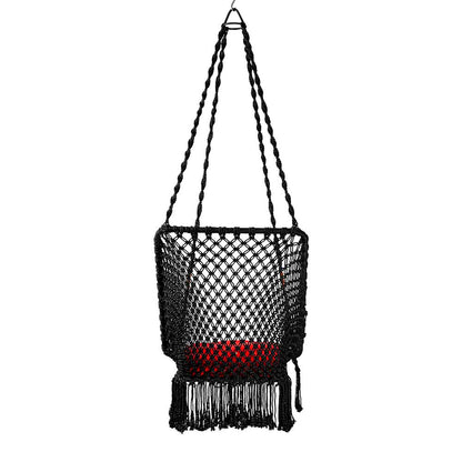 Swing, Swing in Premium Rectangle Black with Red Square Cushion, Swing in Black Color, Swing with 1 Rod, 2 S Hook & Square Cushion, Swing - VT6097